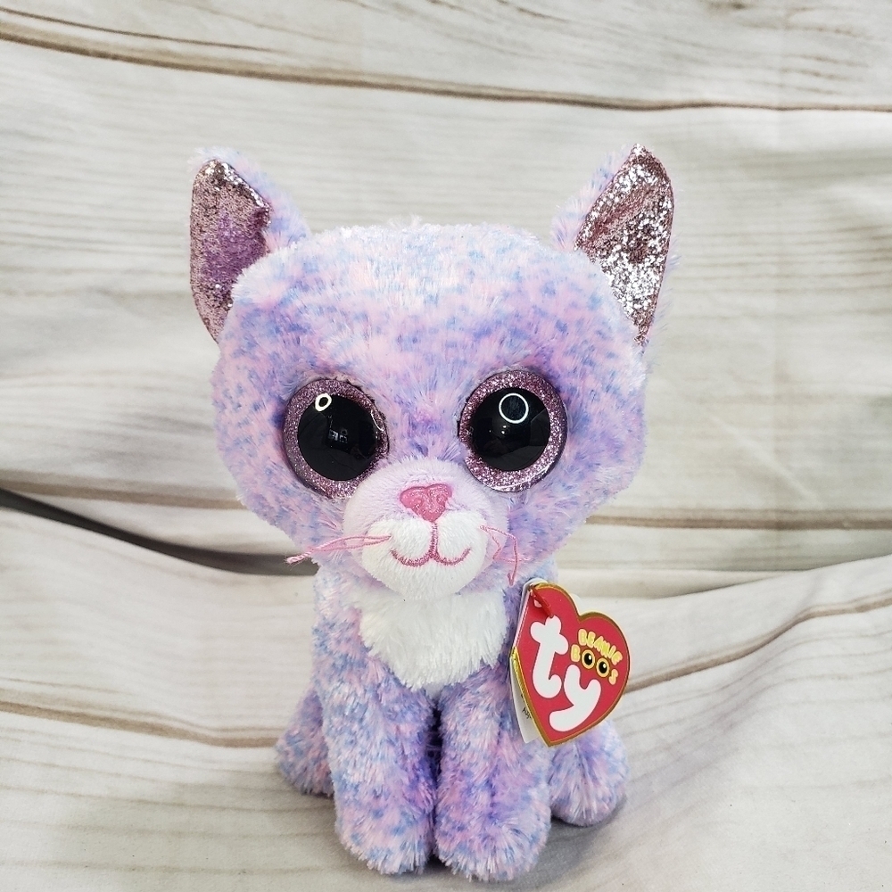 TY Beanie Boos Cassidy Pink Blue Cat 6 Inch Plush Stuffed Animal TySilk 2021